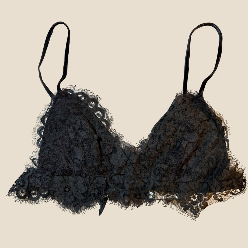 Zimmermann Black Lace Bralette Bra Top Size 0P Floral Scalloped